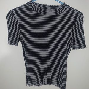 Navy Blue Stripped Crop Top Forever21